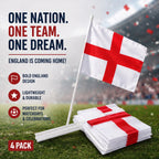 4 x England Hand Flags with Sticks | BUY 1 GET 1 FREE