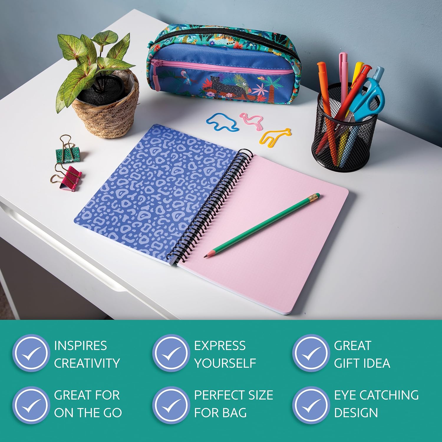 Jungle Life A5 Spiral Notebook with Multiple Paper Styles