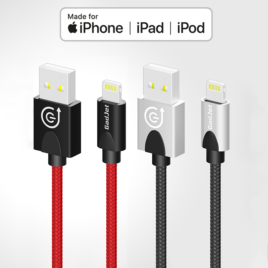 GadJet MFi Certified Lightning Cable Dual Multipack