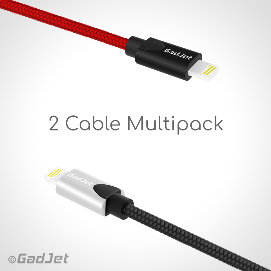 GadJet MFi Certified Lightning Cable Dual Multipack