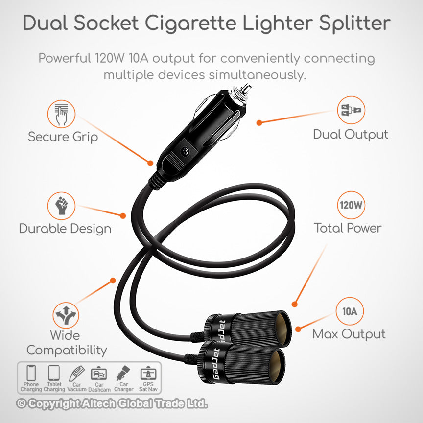 GadJet Dual Socket Cigarette Lighter Splitter