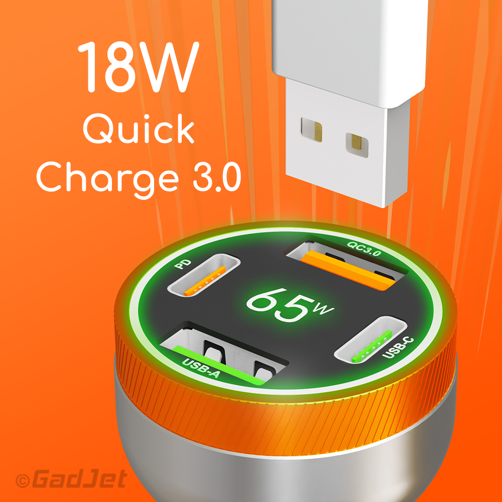 GadJet 4-Port 65W Rapid Car Charger