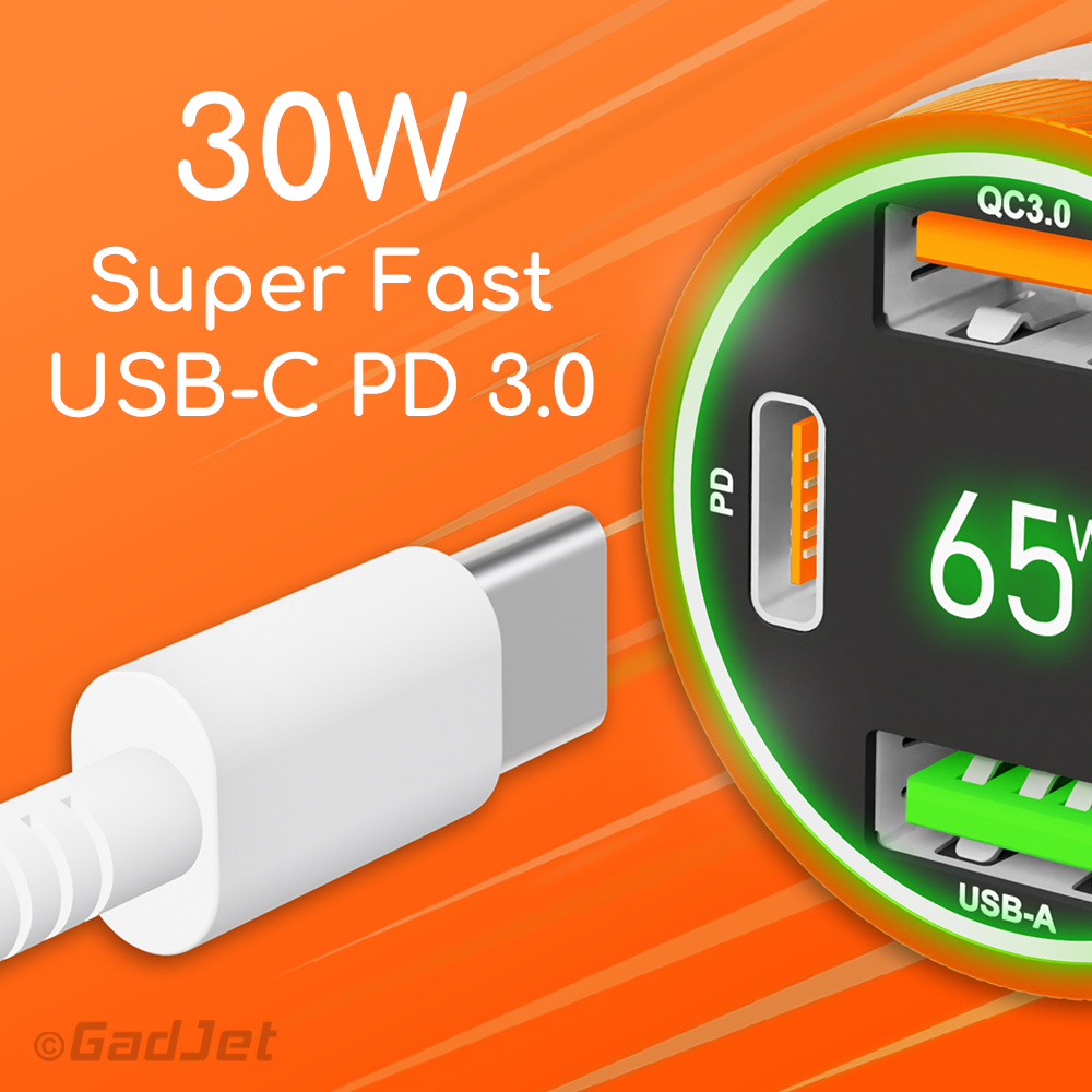 GadJet 4-Port 65W Rapid Car Charger