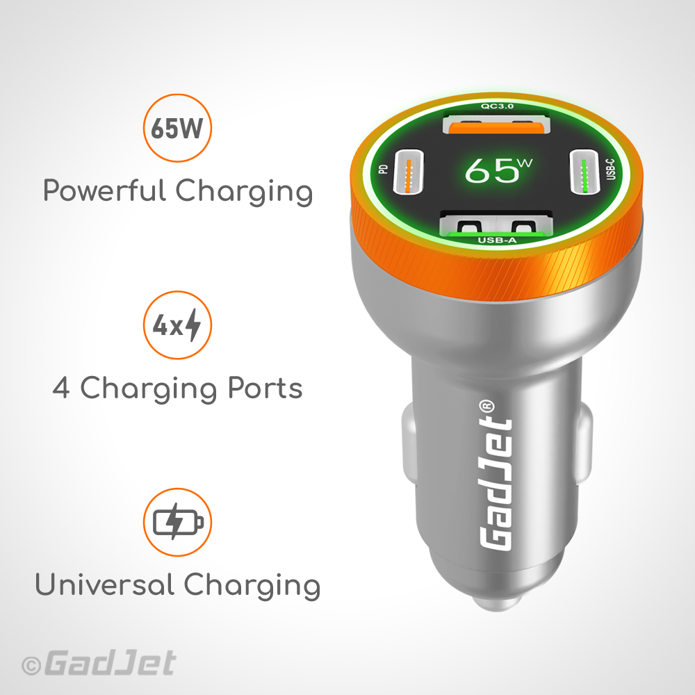GadJet 4-Port 65W Rapid Car Charger