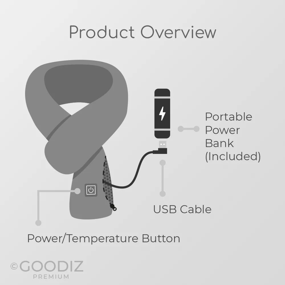 Goodiz Heated Scarf - Power Bank Included
