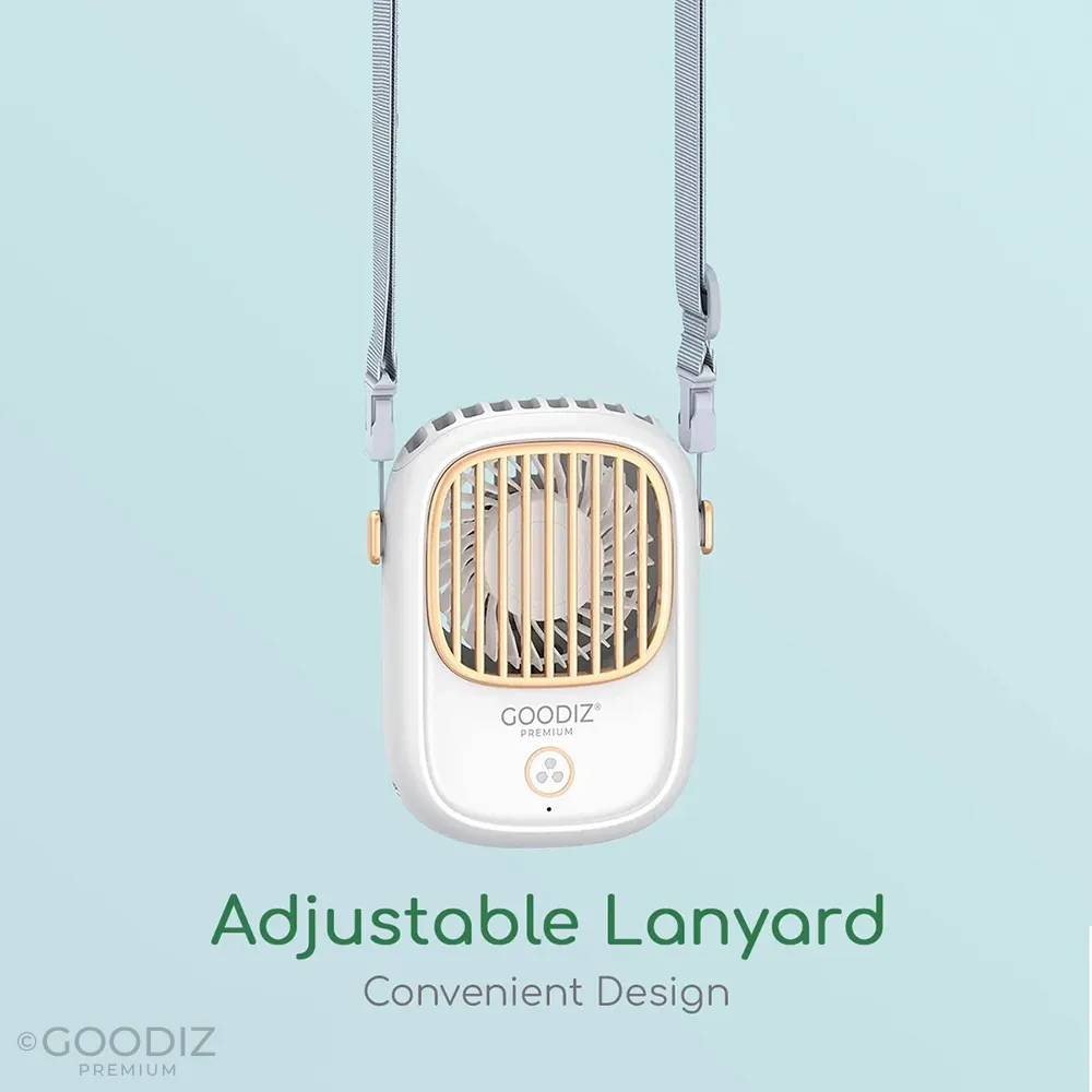 Goodiz Neck & Desk Fan with Adjustable Lanyard & Kickstand V2