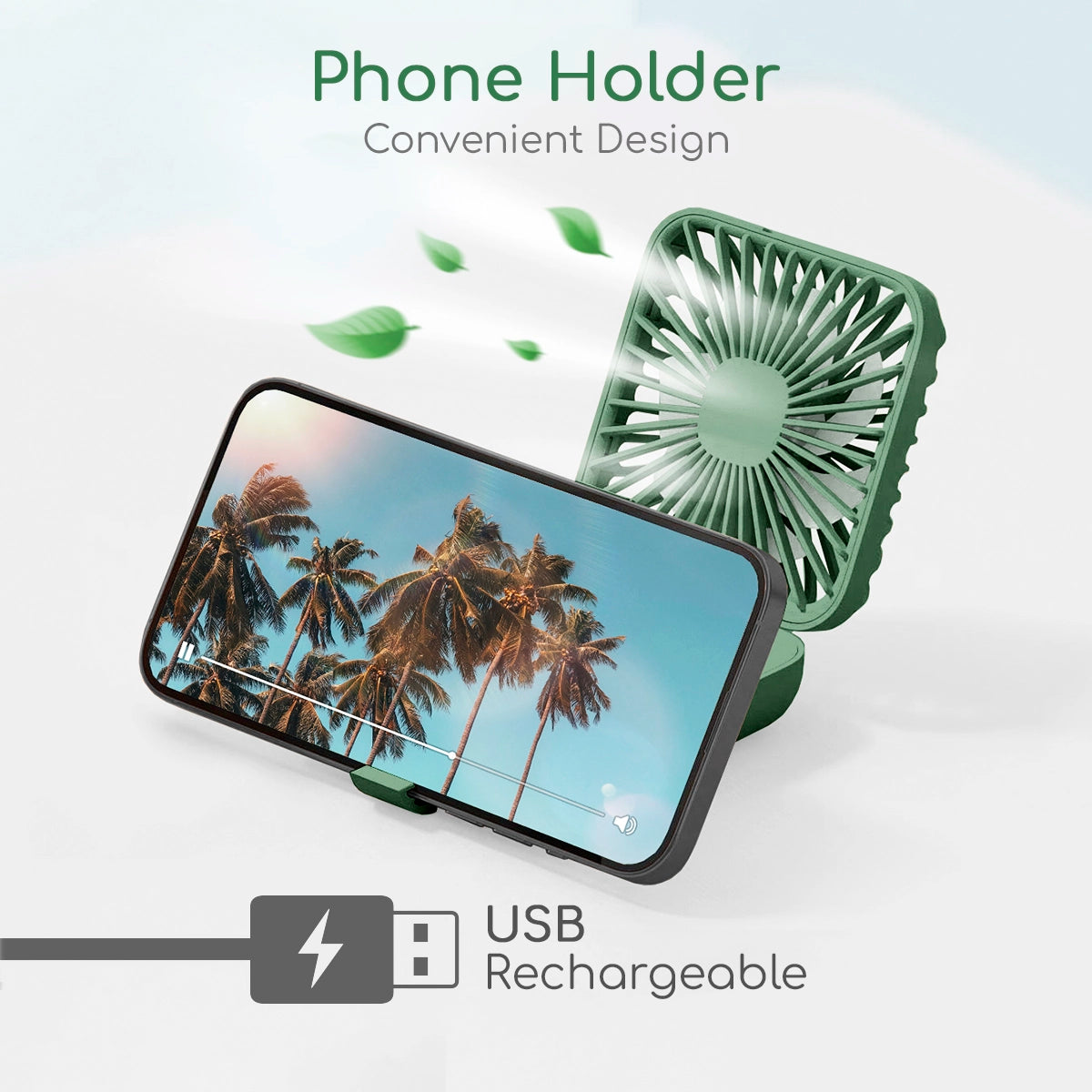 3-in-1 Mini Fan + Power Bank + Phone Holder