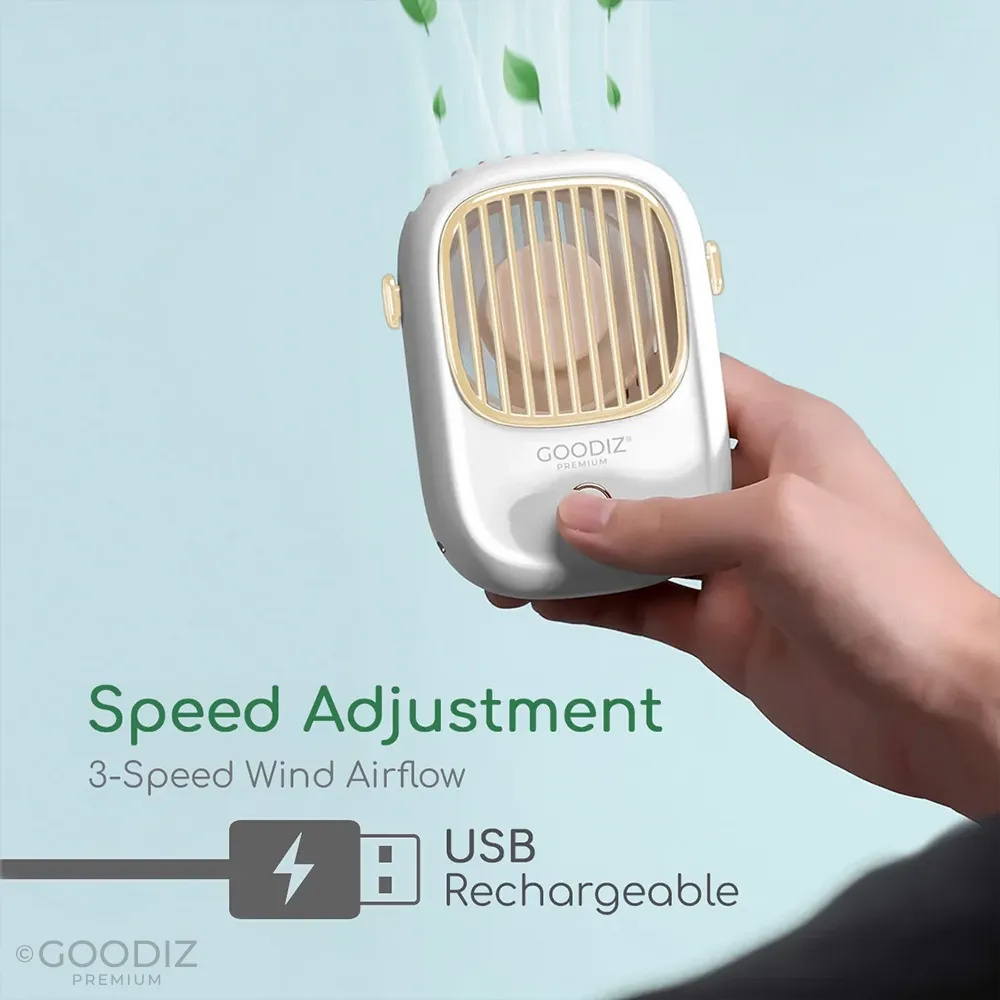 Goodiz Neck & Desk Fan with Adjustable Lanyard & Kickstand V2
