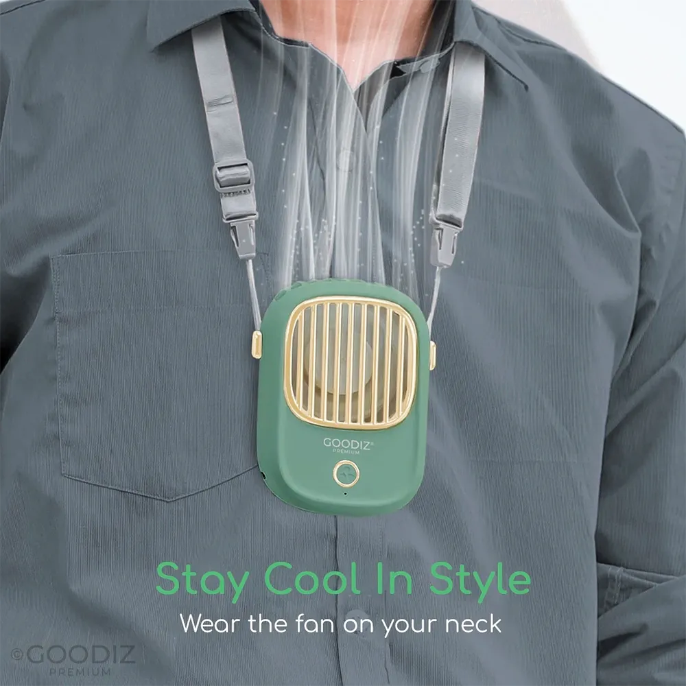 Goodiz Neck & Desk Fan with Adjustable Lanyard & Kickstand V2