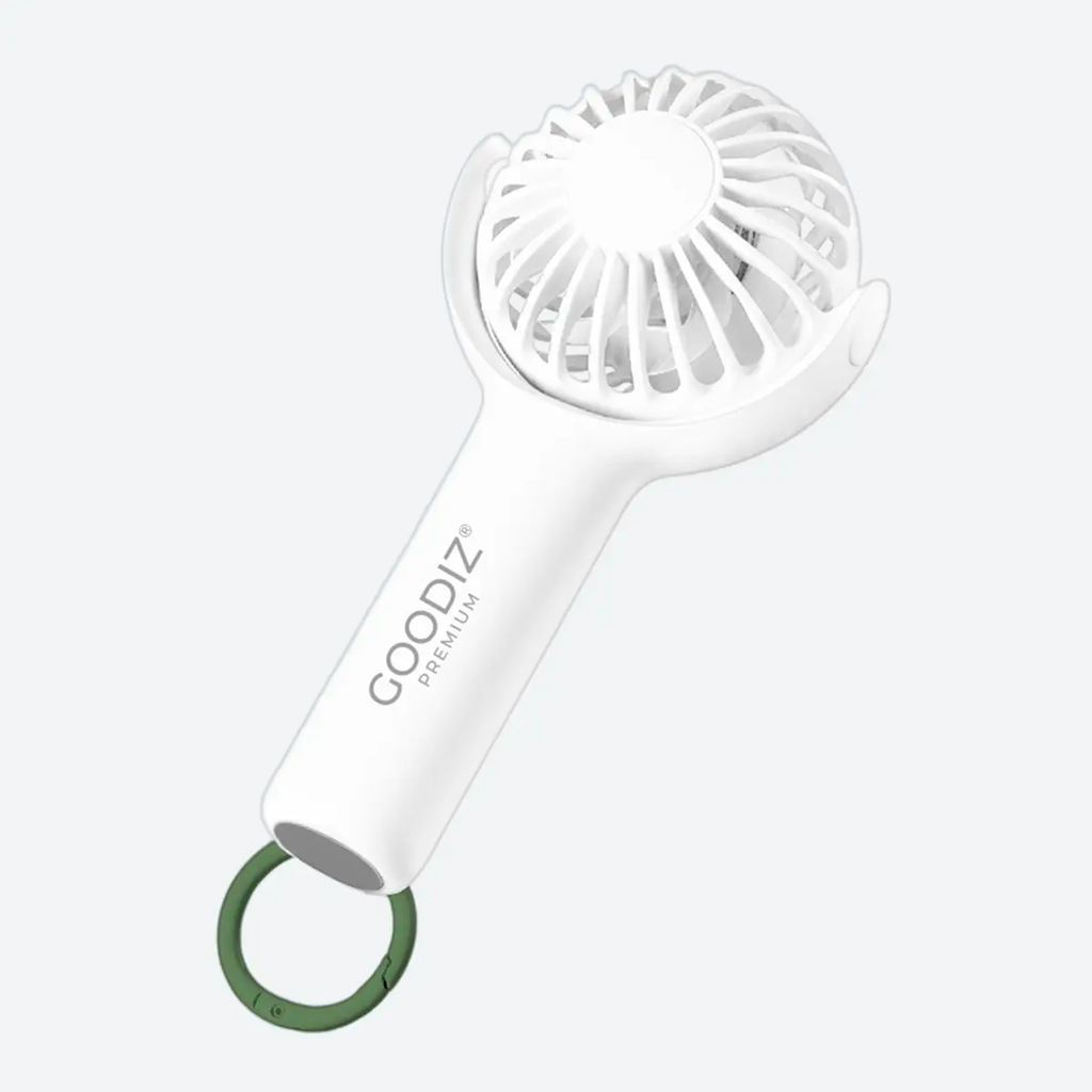 Goodiz Rechargeable Handheld Mini Flex Cooling Fan with Carabiner Stand